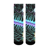 Tech-Inspired Unisex Crew Socks: Futuristic Neon Lightning Patterns Modern Ultimate Comfort Meets Cutting - Edge Design