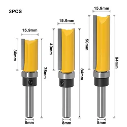 1pc 8mm Shank Flush Trim Router Bit Pattern Bit Top Bottom Bearing 5/8