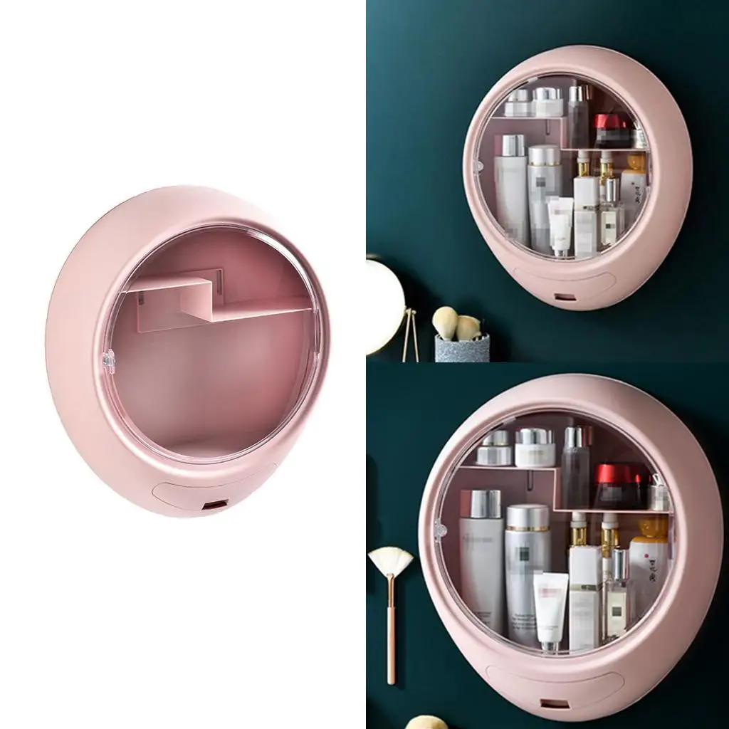 Wall Mounted Makeup Cosmetic Storage Box Cabinets Organizer NO DRILLING