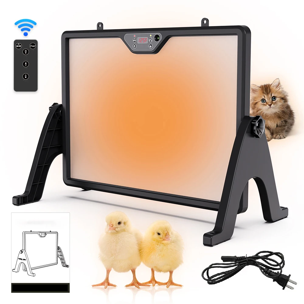 

Brooder Plate for Chicks, Adjustable Height & Angle Chick Heat Plate for 30 Chicks, Chick Brooder Heating Plate with Remote Cont