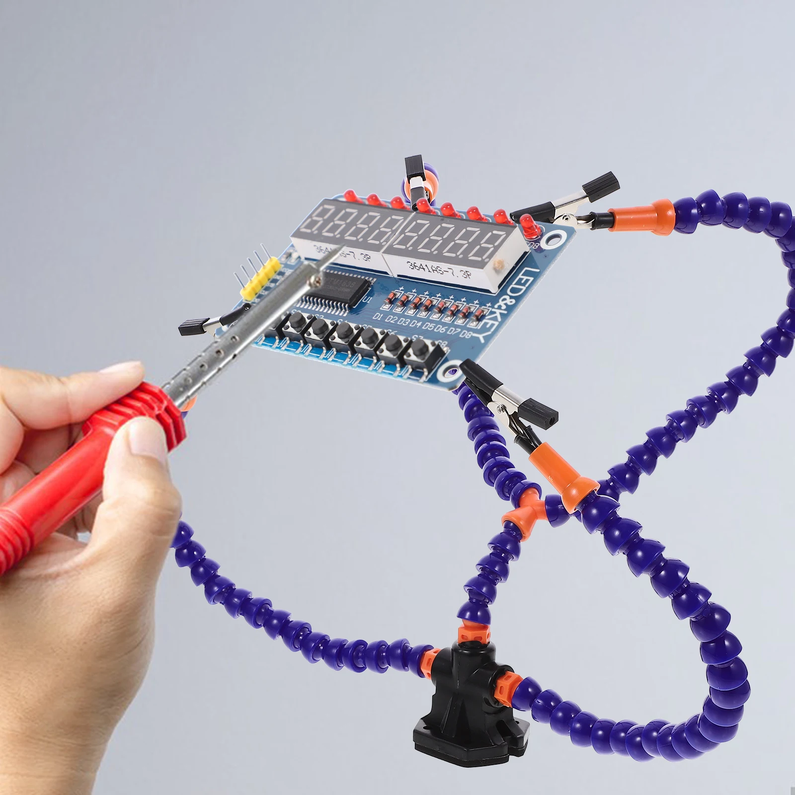 

Welding Table Clamp Blue Third Hand Soldering Station Compact Durable Flexible Arms Magnetic Tool Stand for PCB Repair