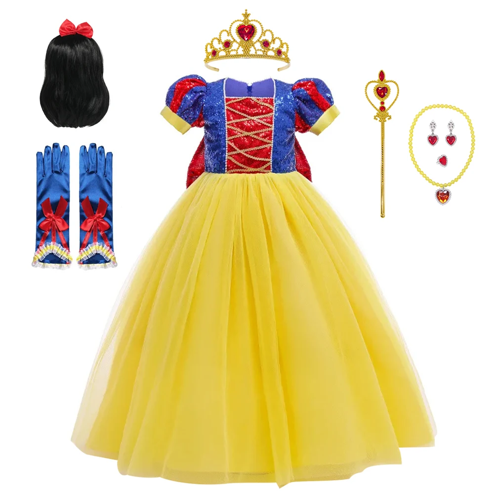 

Girls Fancy Summer Clothes Princess Dress With Wig Accessories For Carnival Cosplay Birthday Party Costume 3-10Y