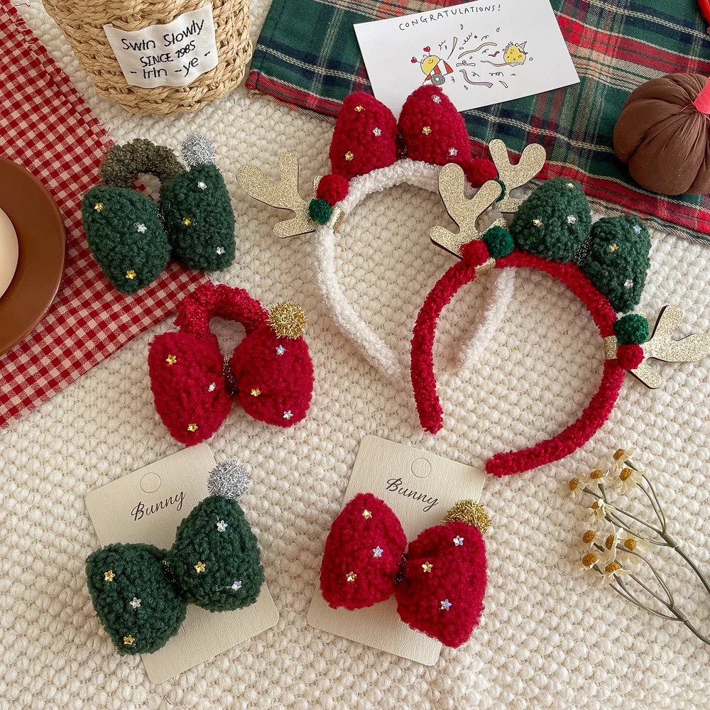 

Christmas Headwear Winter Plush Bow Festive Hairpin Girl Elastic Hair Band Fashion Hairbands Headband Christmas Hair Accessories