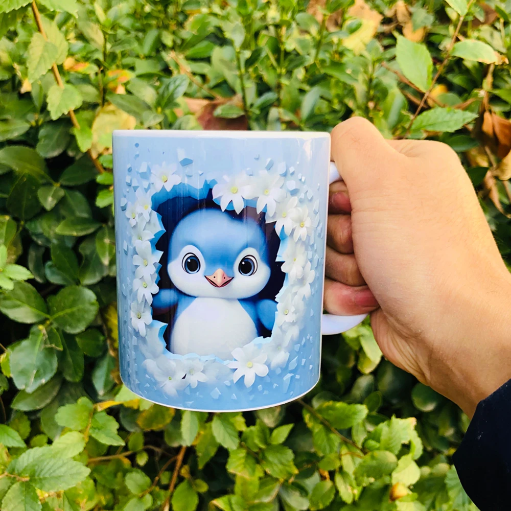 flower penguin coffee mug office coffee mug cup for ladies children birthday gift milk cup