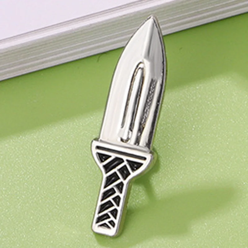 Interesting Small Knife Fixed Buckle Brooch Clothes Anti Glare Collar Pin Badge