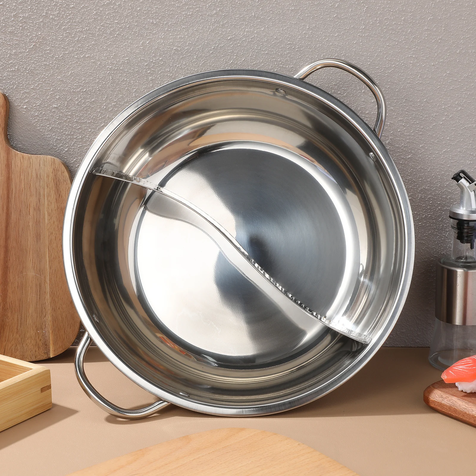 

Duck Hotpot Pot 32cm Stainless Steel Divider Pan Reusable Rustproof Easy Clean Kitchen Utensil Multi Purpose Cooking