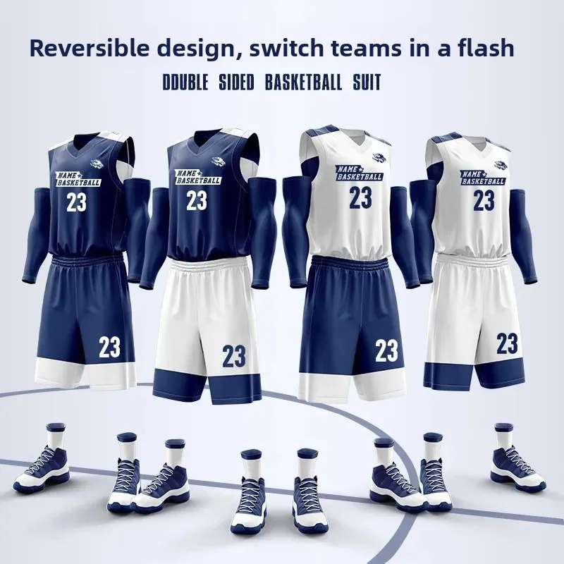 مجموعة زي كرة السلة للارتداء على الوجهين، جيرسي فريق المنافسة الاحترافي القابل للتخصيص للأولاد والبنات #1