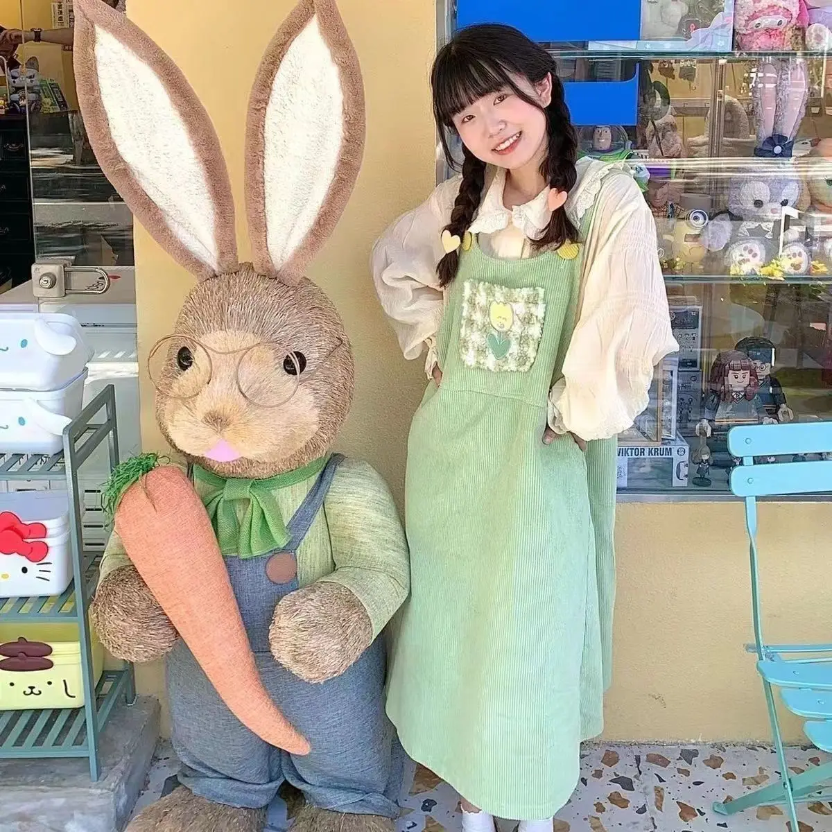 Vestidos sin mangas para mujer, novedad de primavera, dulces estudiantes japoneses, bonito pana a media pantorrilla, ropa con estampado bordado,