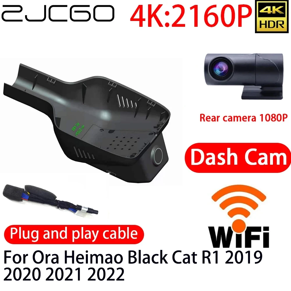 ZJCGO 4K DVR Dash Cam Wifi Front Rear Camera 24h Monitor For Ora Heimao Black Cat R1 2019 2020 2021 2022