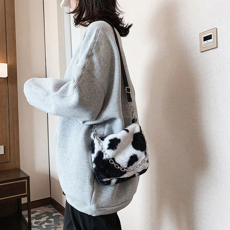 Women's Daily Wear 2022 New Retro Cute Bag Girl Bag Cow Pattern Bag Shopping Travel Gift Selection