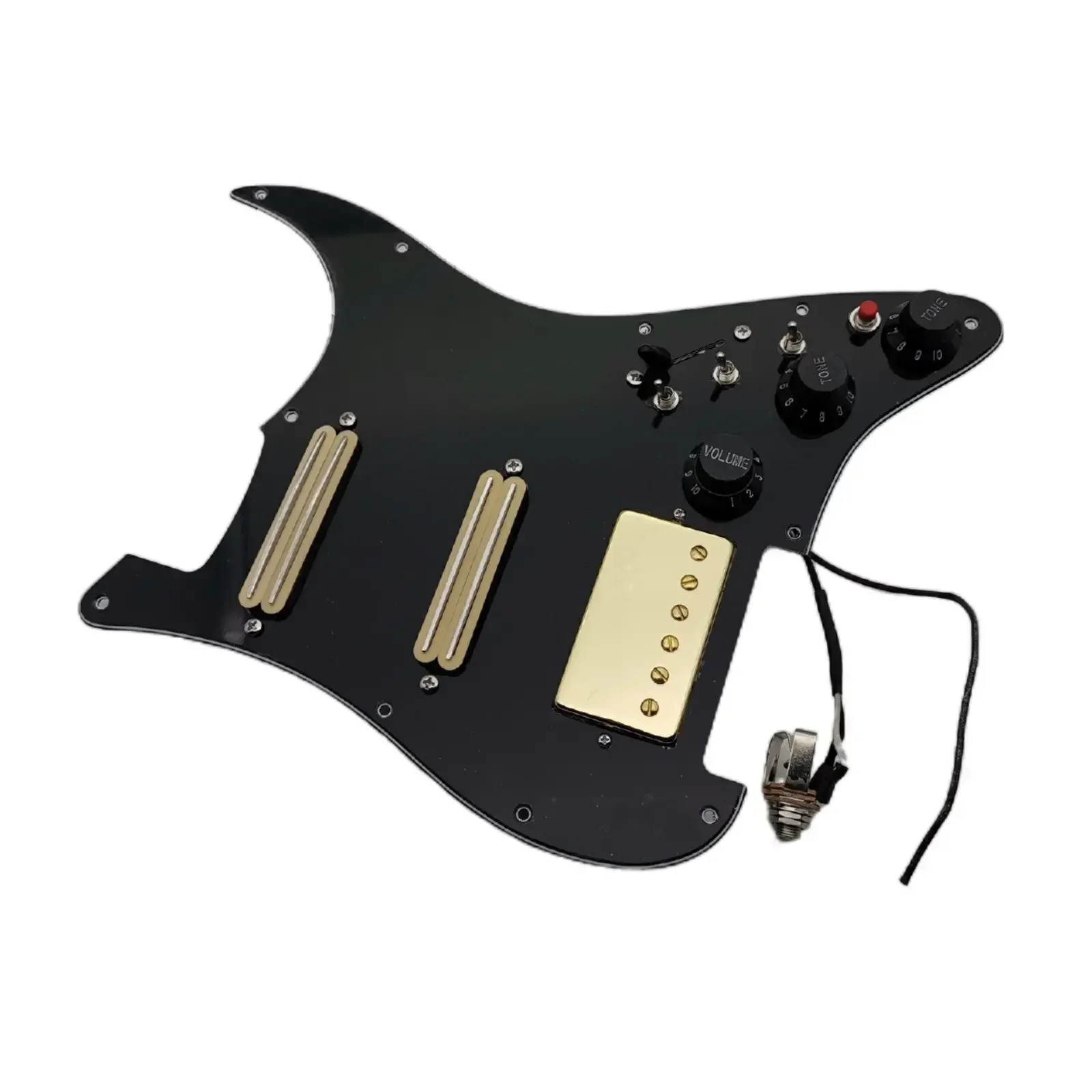 Q-X Music Store-Guitar Pickups Prewired loaded Pickguard Humbucker Pickups Alnico 5 HSS Wiring Harness Single Cut Features Gold