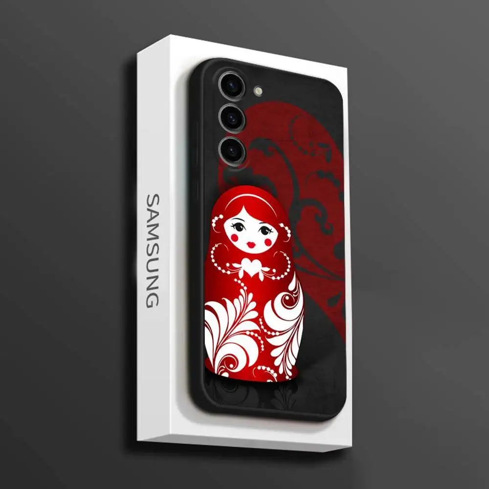 Russische poppen Matryoshka telefoonhoesje voor Samsung Galaxy A 73,72,51,53,52,71,22,5G,Note,J7,8,9 zachte zwarte cover