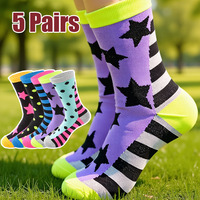 5 Pairs Casual New Fashion Women Socks Stars Long socks Autumn Winter Polyester Socks Casual Happy Funny Socks Size 36-42
