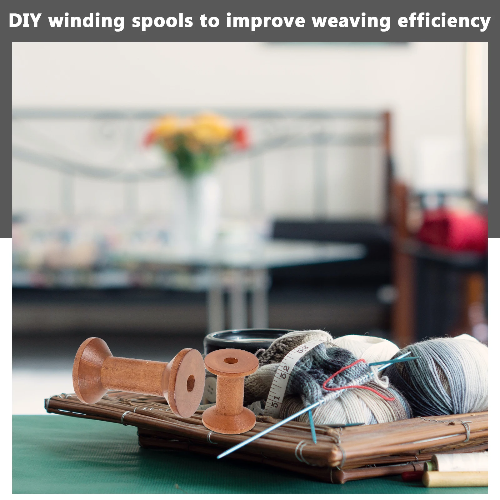 

5pcs Wooden Sewing Spools Home Weaving Bobbins Yarn Holder For Embroidery Knitting Thread Organizer Storage Rack