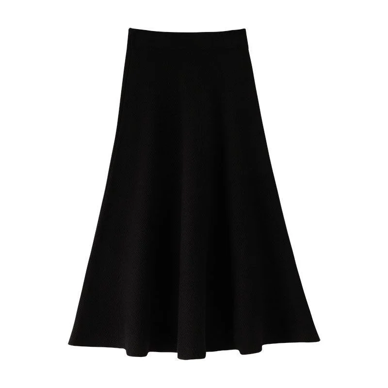 

Knitted Mid-length High-waisted White Small Pleated Skirt for Autumn and Winter