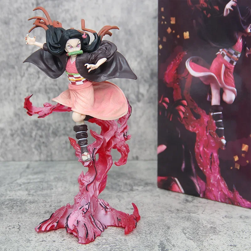 

Anime Fighting Kamado Figure Demon Slayer Blood Ghost Technique Kamado Nezuko Figurine 24cm Model PVC Collectible Statue Toys