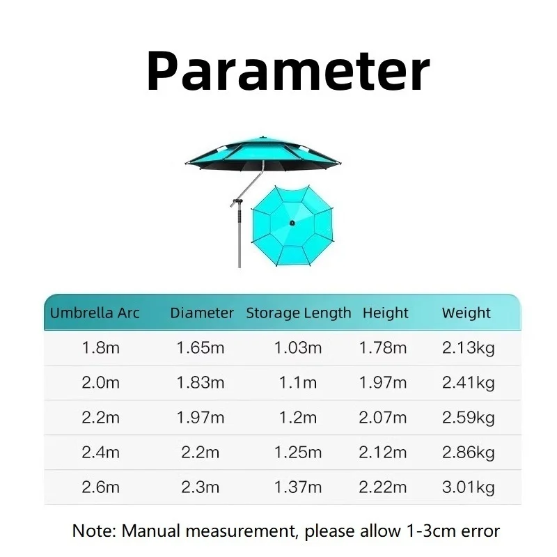 Ulepszony parasol wędkarski 360° °   Regulowany parasol wędkarski 201 Wędka ze stali nierdzewnej Duży parasol Parasol przeciwsłoneczny Parasol