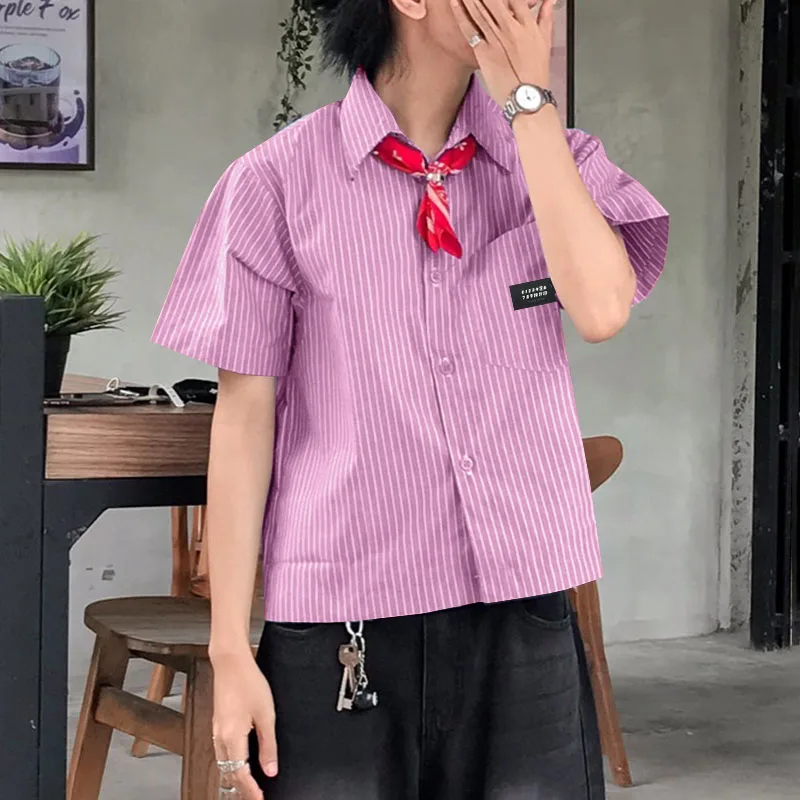 

Мужская рубашка INCERUN с лацканами, короткий рукав, летняя, в корейском стиле, топы, мужская одежда, уличная мода, свободный крой, 2026