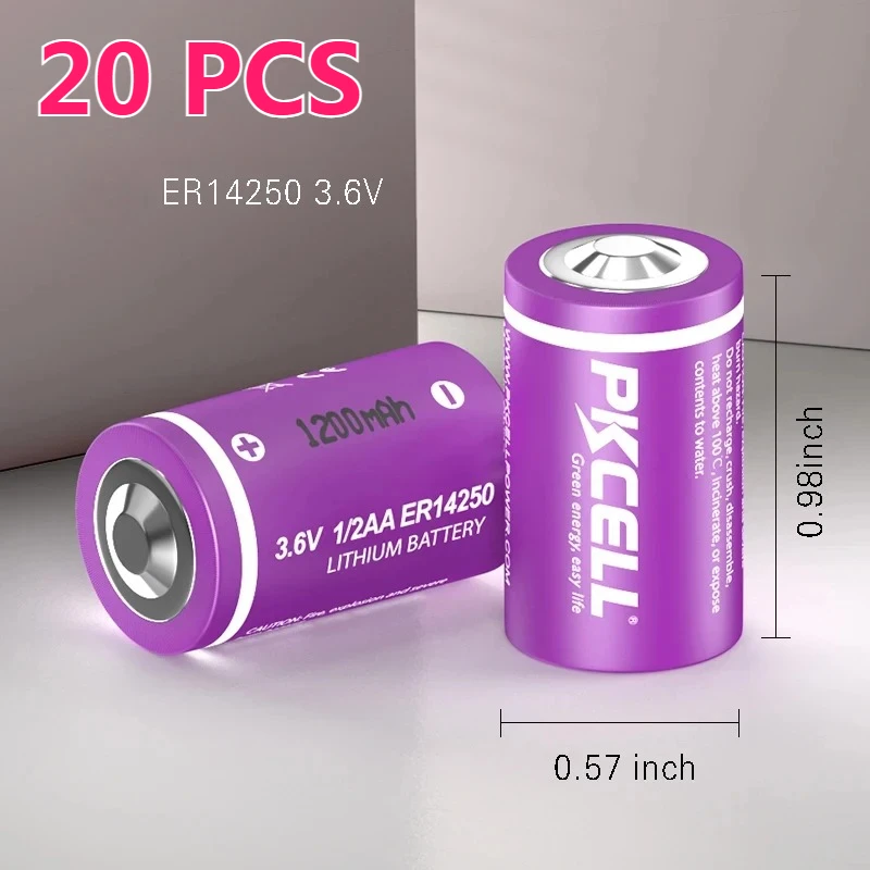 

20PCS ER14250 1200mAh 3.6V Lithium Battery for Heat Meter Insulin Pump GPS