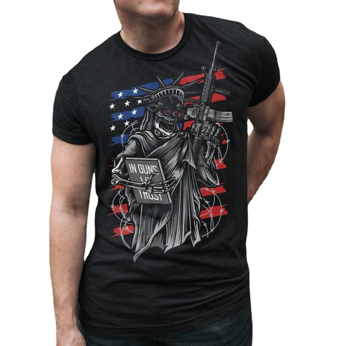 

In Guns We Trust. American Patriotic 2nd Amendment T-Shirt 100% Cotton O-Neck Summer Short Sleeve Casual Mens T-shirt Size S-3XL