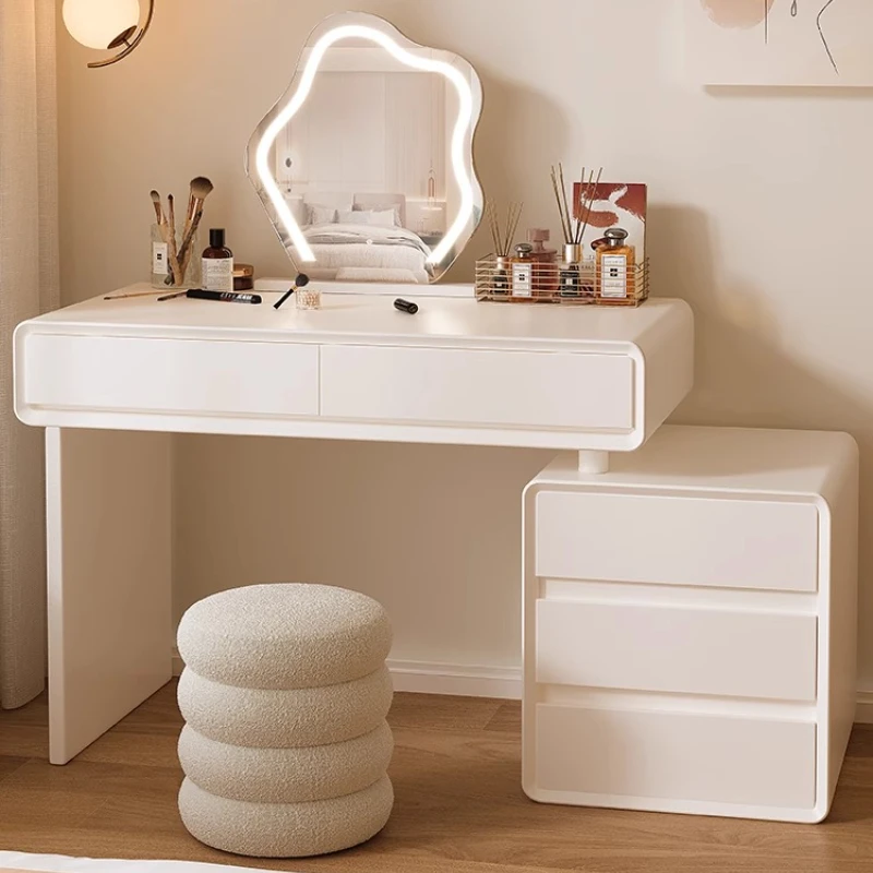 

Led Light White Dressing Table Vanity Chair Drawers Comfortable Dressing Table Woman Modern Mesa De Maquillaje Rome Furniture