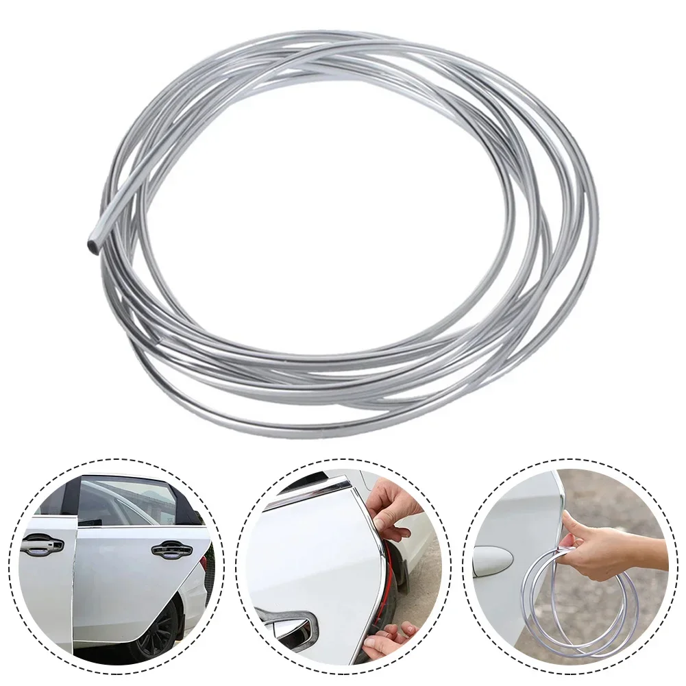 2M*6mm Car Door Chrome Moulding Trim Strip Edge Scratch Guard Protector Cover Strip Roll Chrome Styling Moulding Trim Strip Part