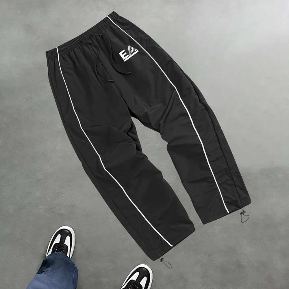 

Men's Minimalist Letter Print Casual Trousers Street Style Quick Drying Drawstring Running Pants Outdoor Fitness Commute