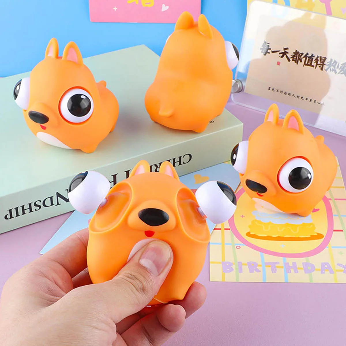 Cartoon Puppy Pinch Sensory Toys Funny Eyeball Burst Squeeze Toy Cute Pet Puppy For Kids Decompression Fidget Creative Gift
