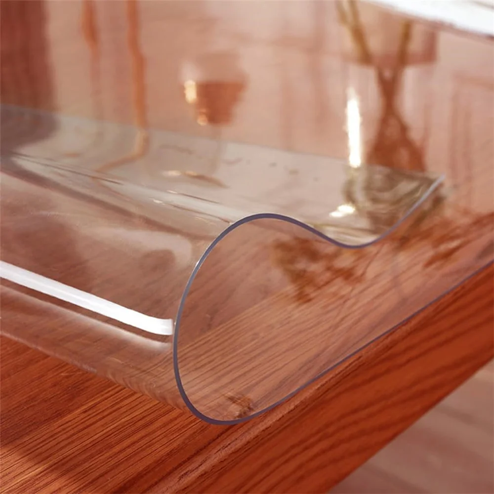 PVC transparent tablecloth with a thickness, heat-resistant, waterproof, and oil resistant dining table mat, 1pc