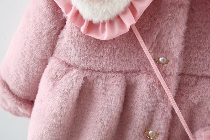 2 Teile/satz Entzückende Winter Kinder Pelzigen Kleidung Süße Bogen Weiche Warme Mantel 0-3 Jahre Altes Kind mantel + Tasche Kinder Neue Jahr Tragen – Detail 11