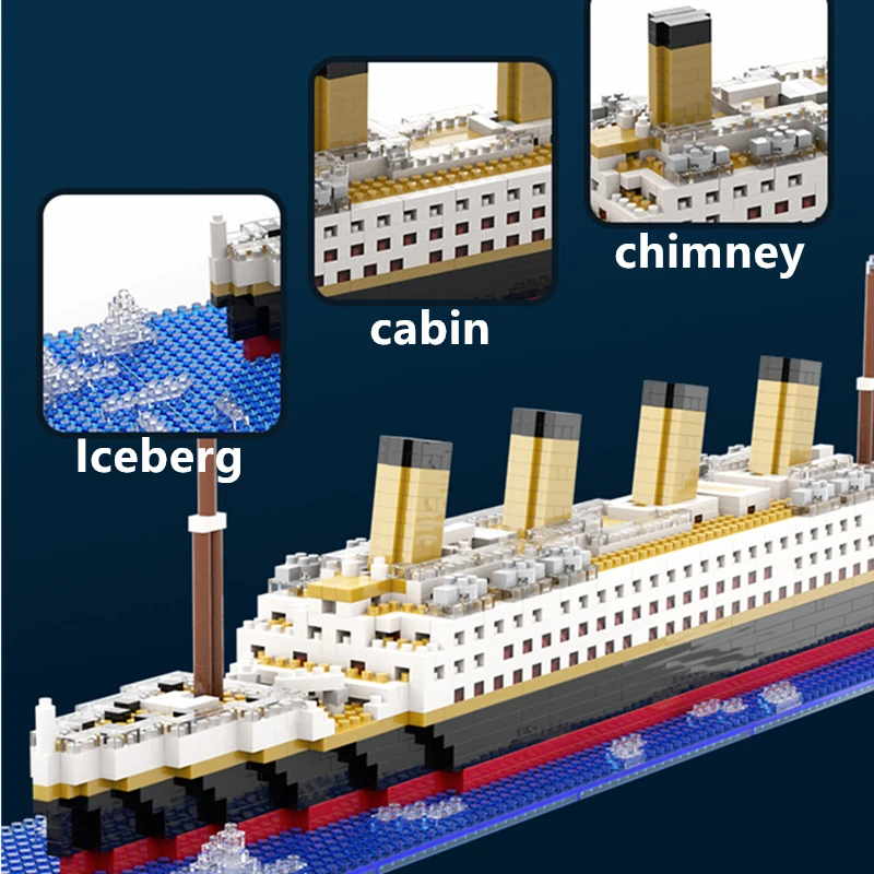 Titanic Creative Luxury Iceberg Cruise Ship Boat Wreck Set City DIY Model Building Blocks Bricks Toys For Children Adult Gift