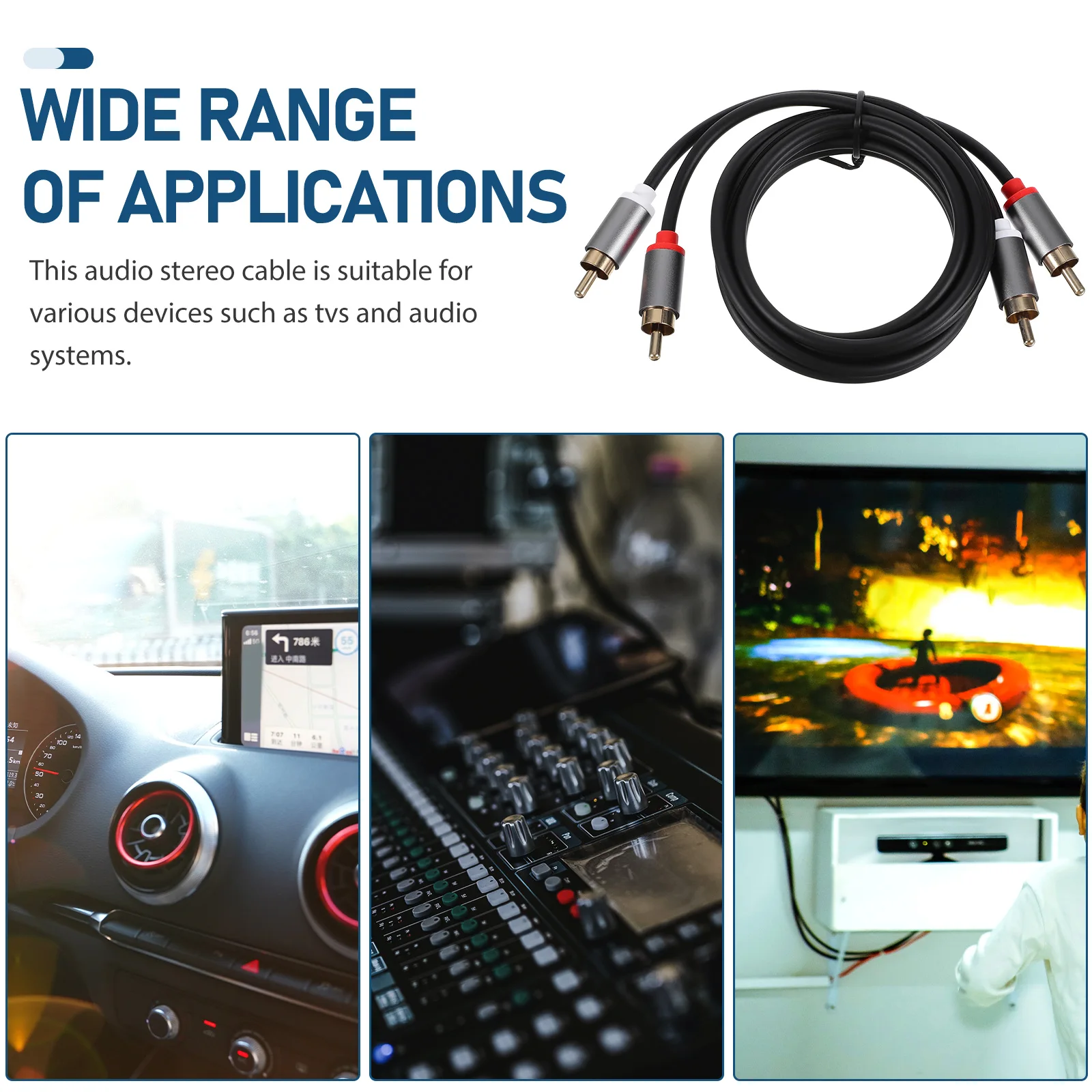 

Stainless Steel Audio Cable 3Rca To 3Rca Stereo Subwoofer Cable Durable Copper Speaker Amplifier Cord For Dvd Theater Video