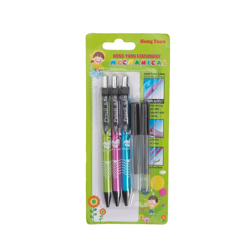 3 HB 0.7mm Mechanical Pencils Set With 2 Boxes Lead Refills Automatic Pencils for Writing Drawing Kids Student School Supplies