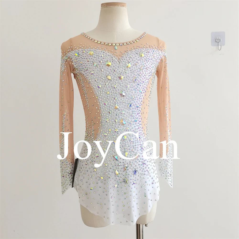 

JoyCan Rhthmic Gymnastics Leotards Girls Women White Spandex Elegant Dance Wear for Competitiion BD7146