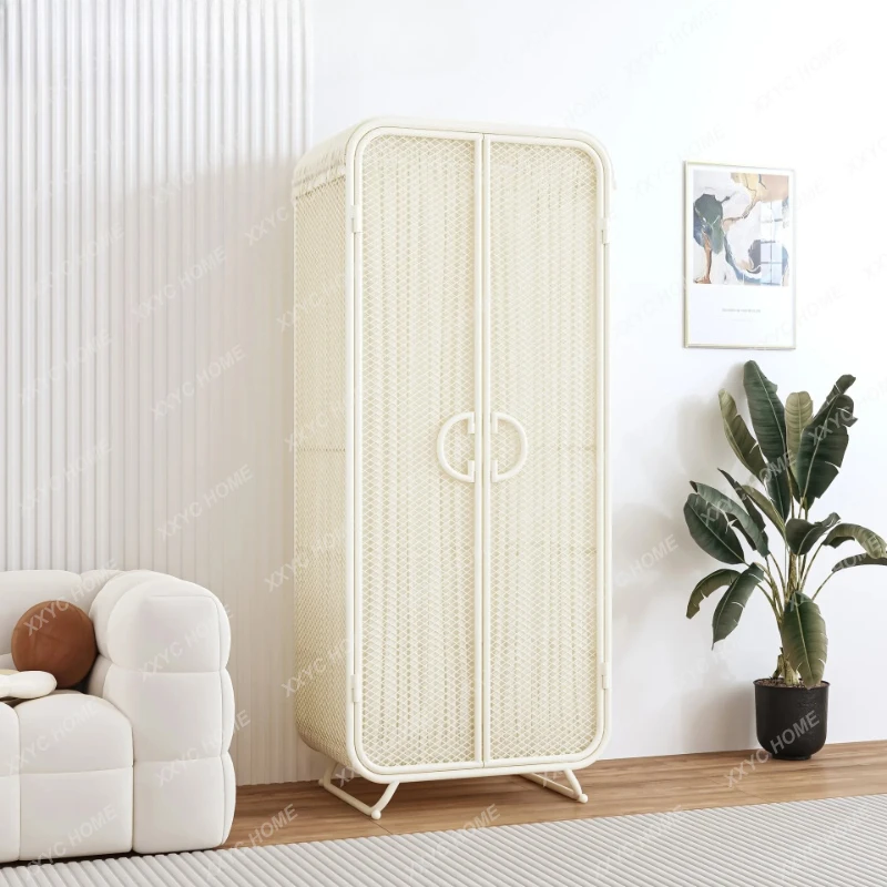 Modern simple  cream style bedroom installation-free environmentally friendly wrought iron hanging storage wardrobe