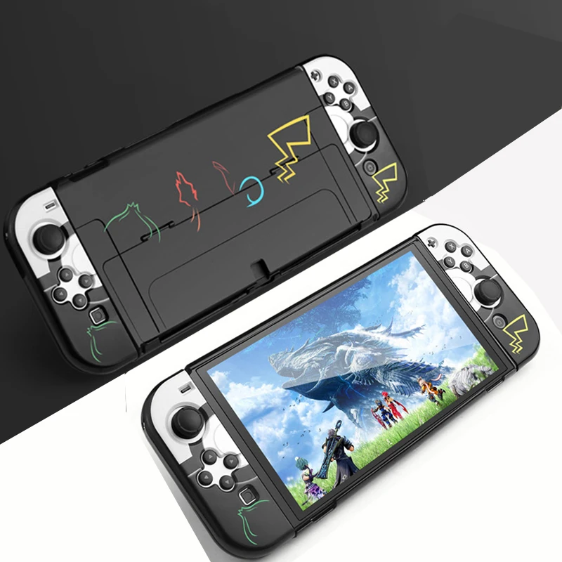 

New Switch OLED Protective Case Skin Anti-scratch PC Hard Case Cover with 2pcs Joycon Caps for Nintendo Switch OLED Shell