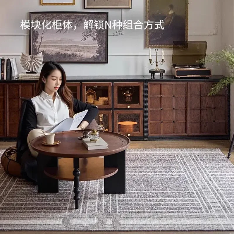 91N U The French Retro TV Stands Solid Wood Module Combination TV Stands High-end Skeletal Become Home Furniture Ein FernseherZY