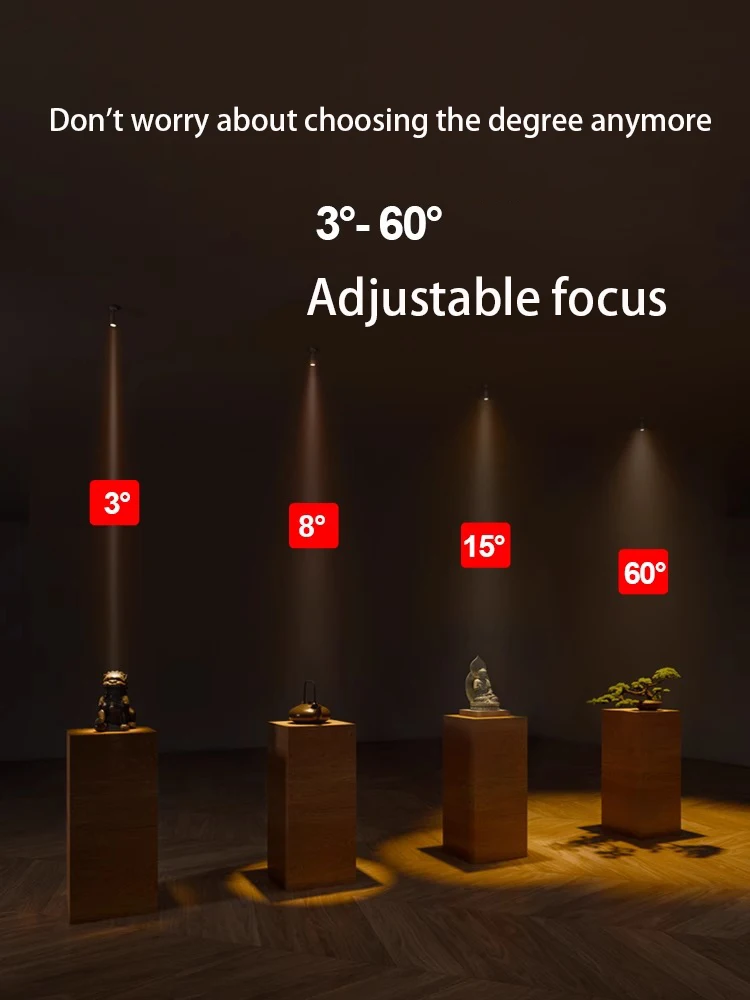 Led Spotlight Zoom Of 3-60 Degree Adjustable Angle Beam Focus Spot Light Mini Small Surface Mounted Ceiling Lamp Atmosphere Foco