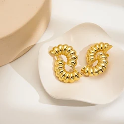 ENFASHION Aretes De Mujer Threaded Stud Earrings For Women's 18K Gold Plated In Earings Fashion Party Dating Jewelry E241537