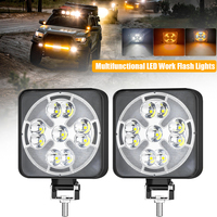 2PCS 12V Offroad Amber White Combo Work Light LED Light Bar with Flash Strobe for Truck Car SUV 4x4 ATV UTV Boat
