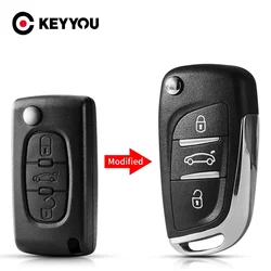 KEYYOU CE0536 CE0523 2/3BT Modified Flip Remote Car Key Shell For Peugeot 307 408 308 for Citroen C-Triomphe C-Quatre C3 C4L C5