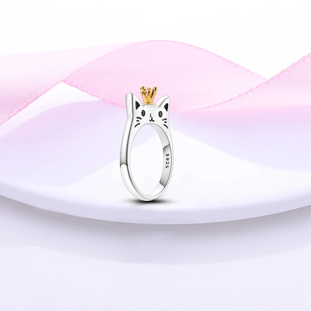 Danturn 925 Sterling Silver Ring Cat Ring Women Rings Engagement Rings