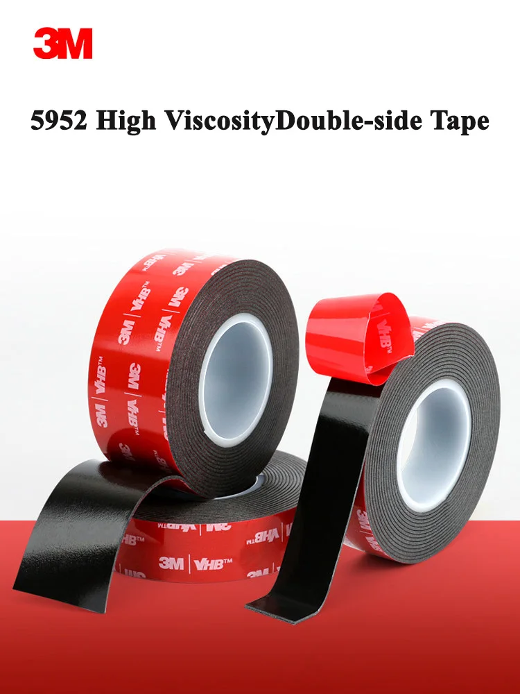 3M Double-Sided Tape 5952 Hardbound Strong Foam Tape Waterproof Non-Trace Black High-Viscosity Double-Sided Tape for Cars