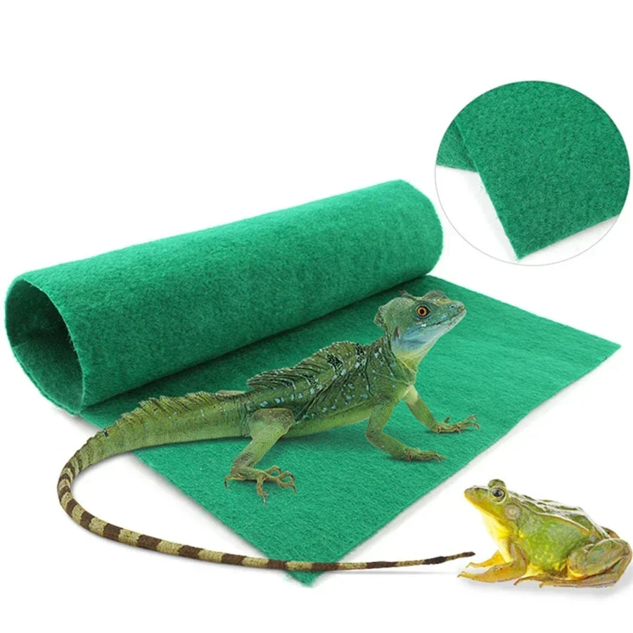 1pc thick green pet mat, horned frog crawling pet carpet, lizard water absorbing and moisturizing biomimetic mat material