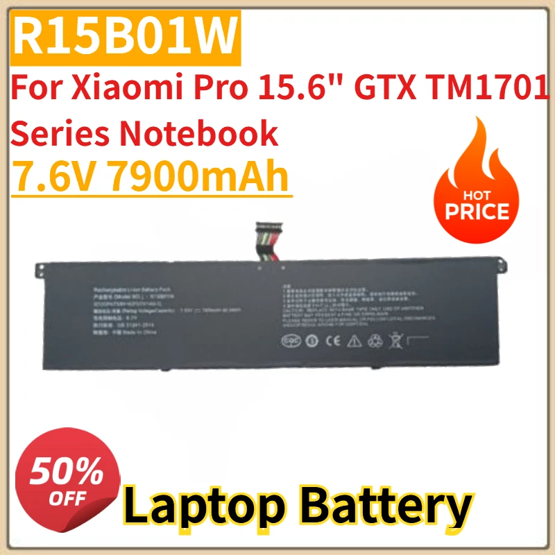 High Quality New R15B01W Laptop Battery 7.6V 7900mAh For Xiaomi Pro 15.6