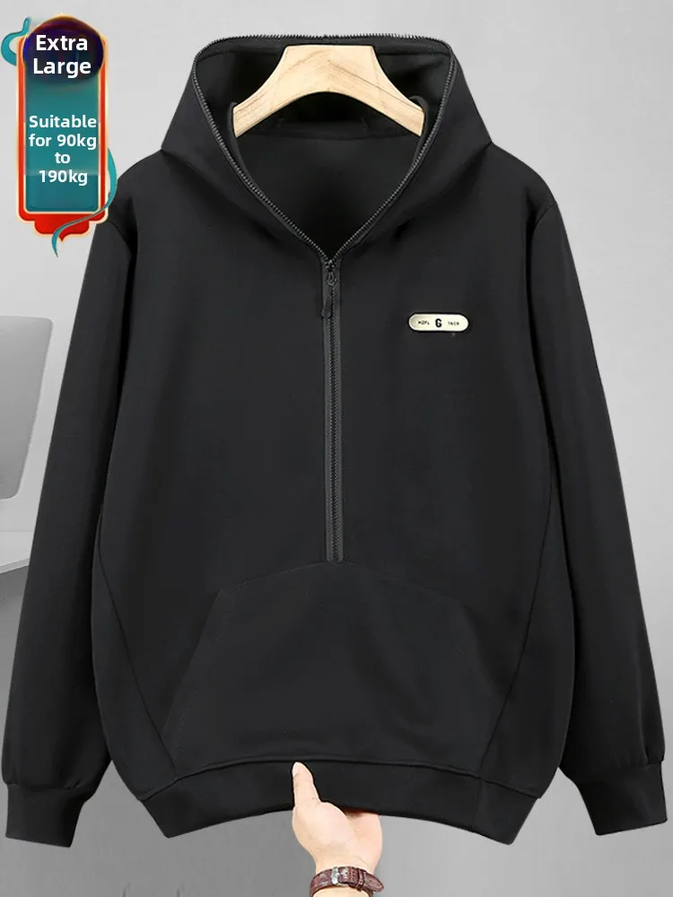

Мужская толстовка на молнии больших размеров, свободного кроя, повседневная, модная, для полных мужчин, весна-осень, весом 300-350 фунтов