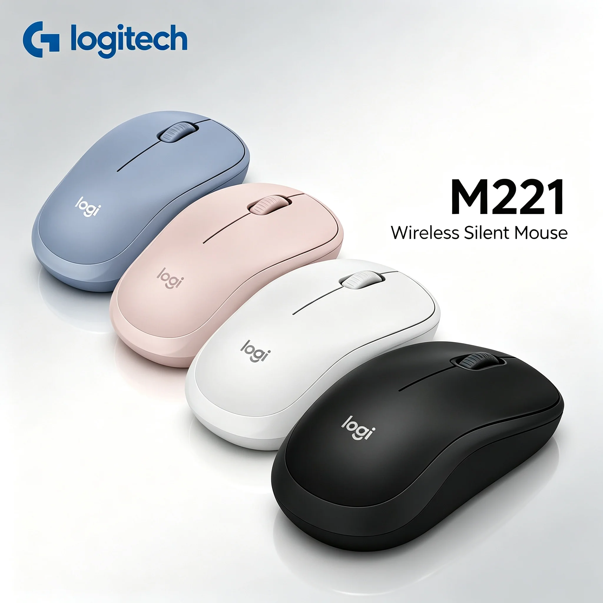 Logitech M221 Silent Wireless Mouse 2.4GHz USB Receiver Ergonomic Optical Mice Long Battery Life For Laptop PC Home Office Use