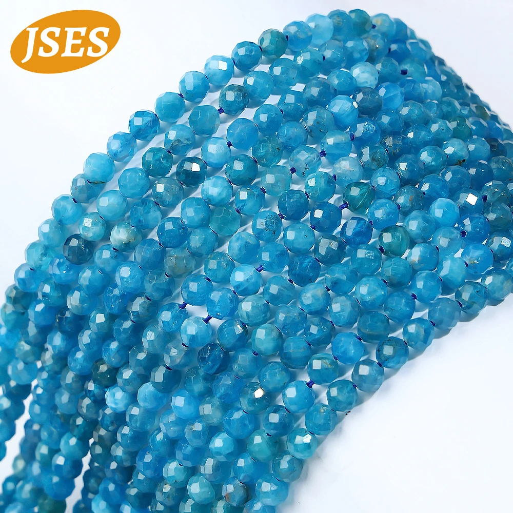 AA 2 3 4mm Natural Blue Apatite Faceted Loose Beads for Jewelry Making Bracelets Necklace Stone Small Seed Beads DIY Accessories