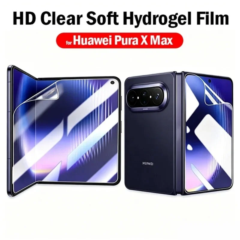Image of Matte HD Transparente Weiche Hydrogel-Folie für Huawei Pura X Max Klarer Bruchsicherer Äußerer und Innerer Displayschutz