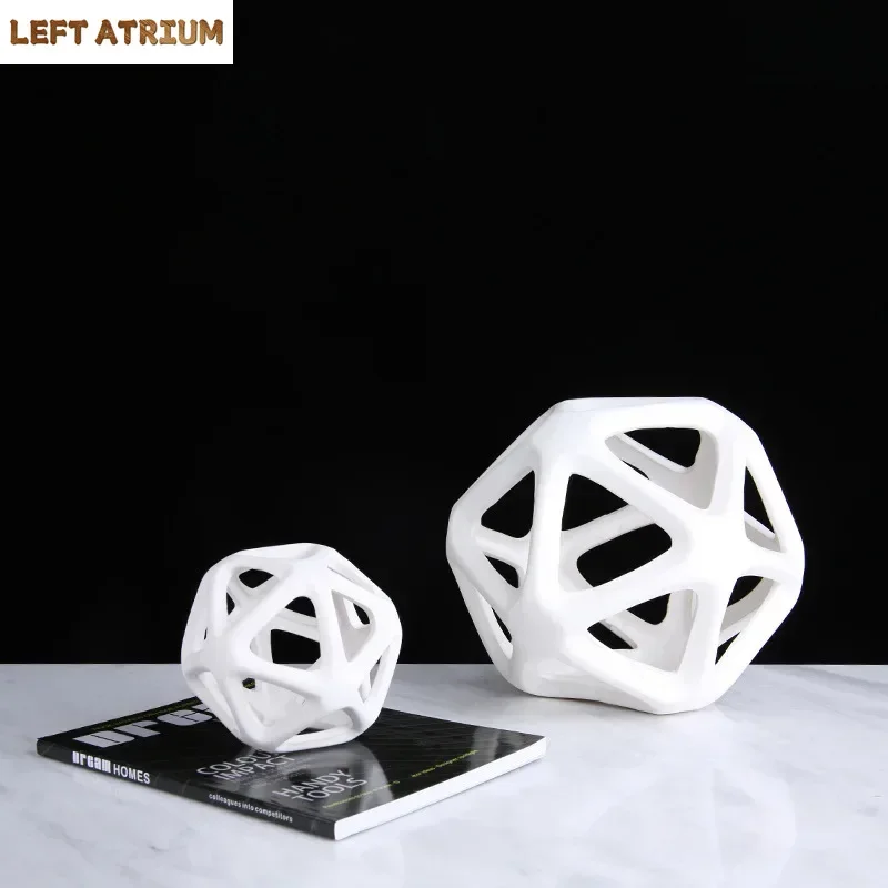 sfera-cava-geometrica-artigianato-in-ceramica-opere-d'arte-astratte-decorazione-da-scrivania-sfericita-scultura-in-porcellana-decorazione-estetica-della-stanza